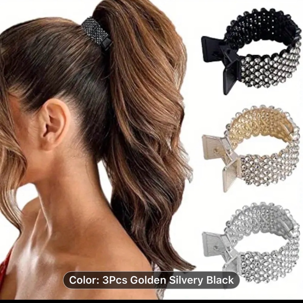 Elegant Black, Silver, and Gold Hair Clips